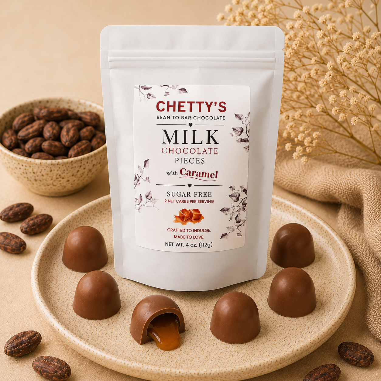 Caramel Sugar-Free Milk Chocolate Pieces (4 oz.)