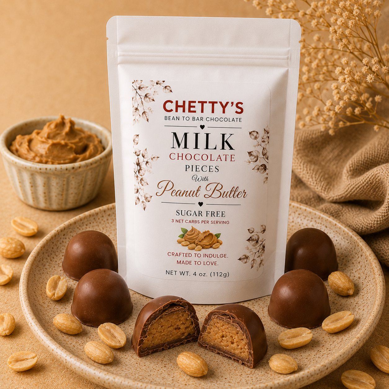 Peanut Butter Sugar-Free Milk Chocolate Pieces (4 oz.)