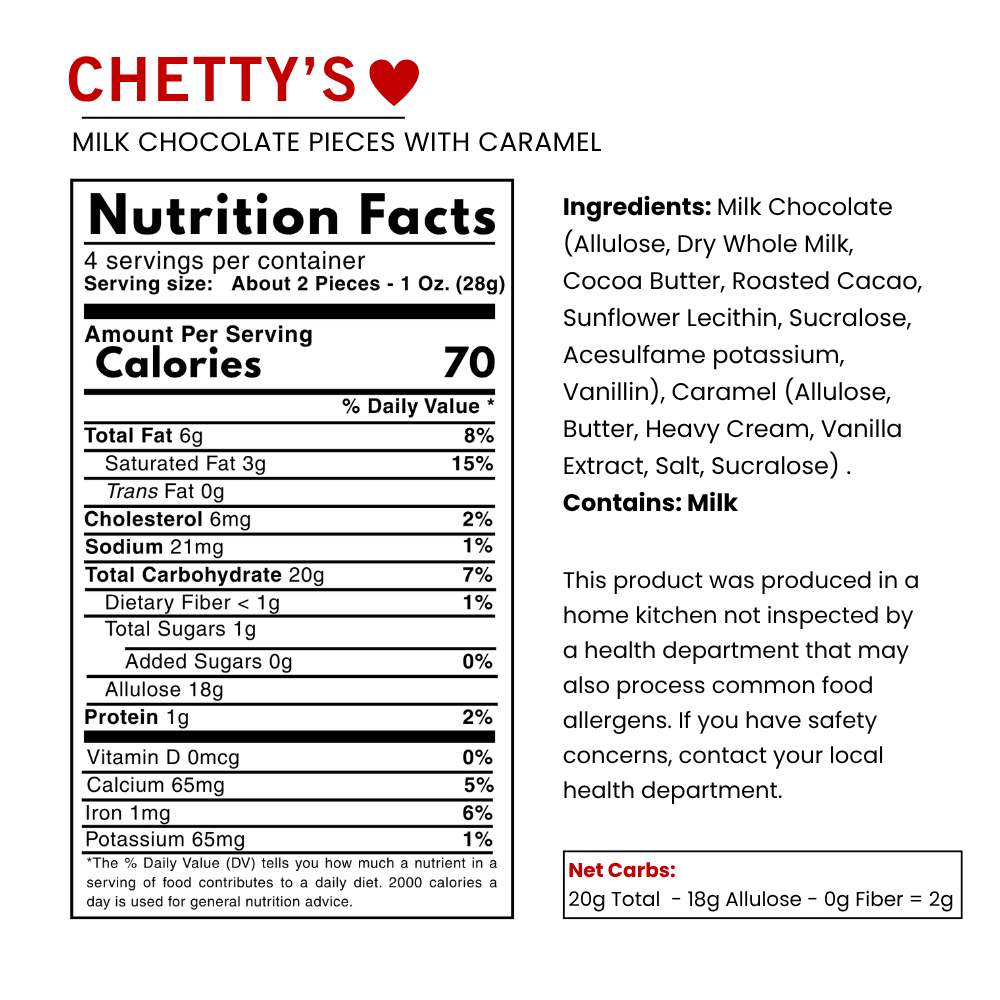Caramel Sugar-Free Milk Chocolate Pieces (4 oz.)