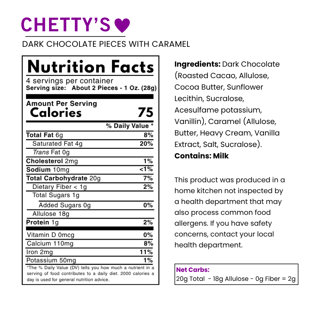 Caramel Sugar-Free Dark Chocolate Pieces (4 oz.)